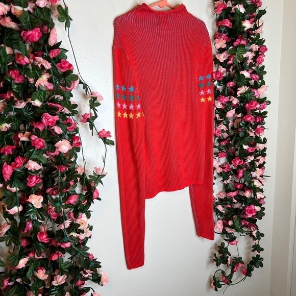 BDG Urban Outfitters Sky High Cropped Sweater Retro Rainbow Mock Neck Sz SM - Picture 3 of 12